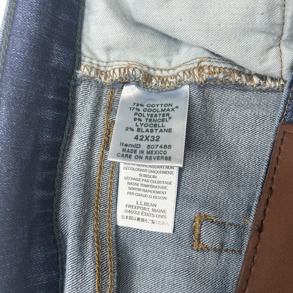 L.L. Bean BeanFlex Denim Blue Jeans Men's 42x32 (Fit 42x30) Standard Fit LL Bean - Picture 9 of 15
